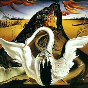 Dali's set for Massine's Bacchanale (1939). The dancers emerged from the swan's breast.