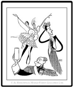 In 1945, Markova danced in Broadway's musical/comedy The Seven Lively Arts to expose new audiences to classical ballet, shown here with partner Anton Dolin and comedians Beatrice Lillie and Bert Lahr in a delightful Al Hirschfeld caricature.)