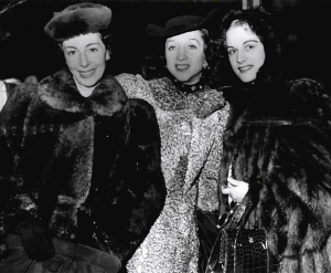 Fur coats were truly a necessity for ballerinas during frigid cross-country tours. (Here Markova, Danilova, and Mia Slavenska.)